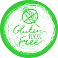 Circle label Gluten free vector. Hand drawn round label of gluten-free.